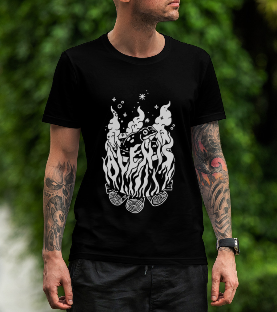 Alexisonfire Boiled Frogs Surreal Cartoon Frog With Flaming Logs T-Shirt