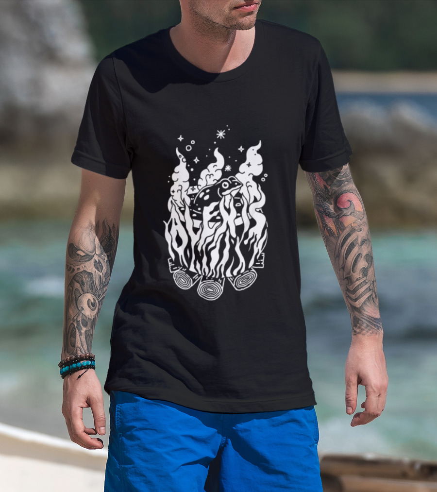 Alexisonfire Boiled Frogs Surreal Cartoon Frog With Flaming Logs T-Shirt