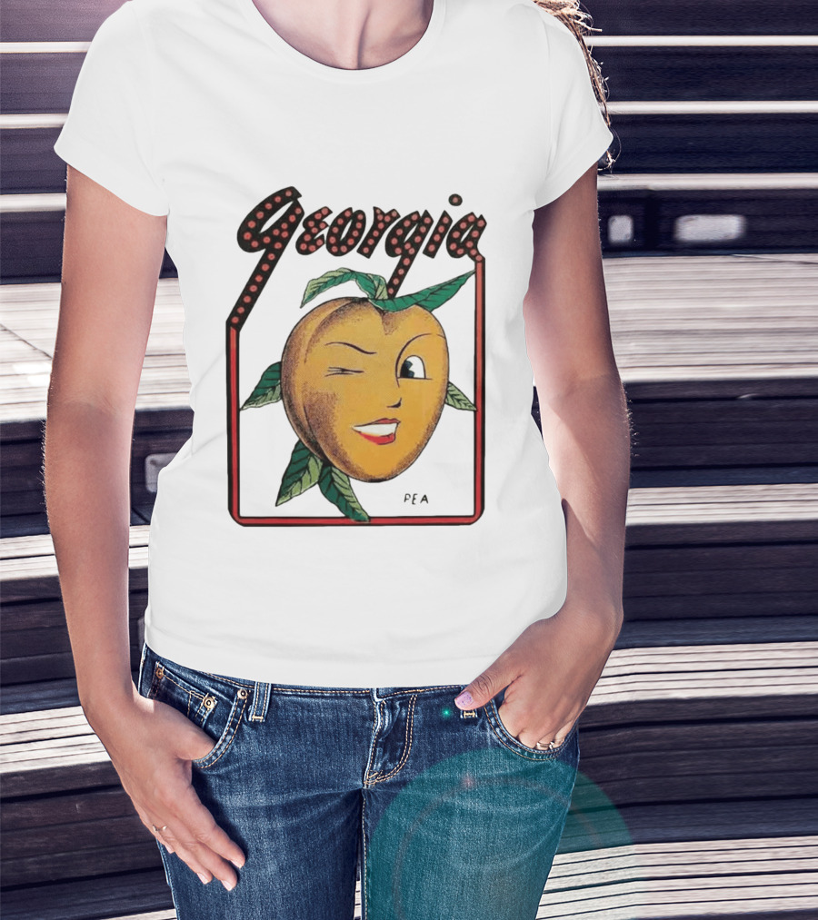 Georgia Peach Vintage Winking Icon Savannah Macon Atlanta Augusta 1950's T-Shirt