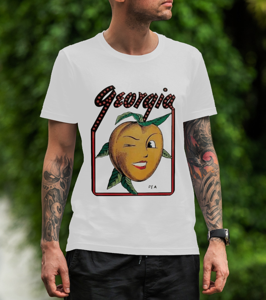 Georgia Peach Vintage Winking Icon Savannah Macon Atlanta Augusta 1950's T-Shirt