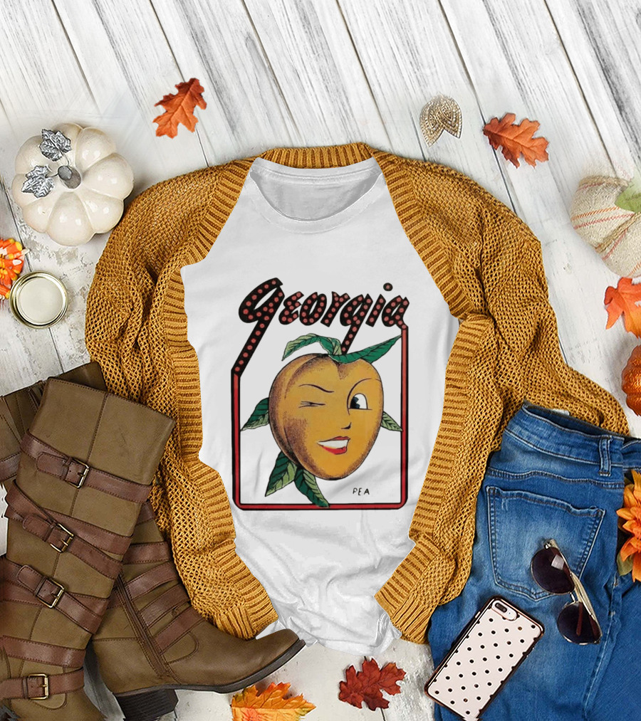 Georgia Peach Vintage Winking Icon Savannah Macon Atlanta Augusta 1950's T-Shirt