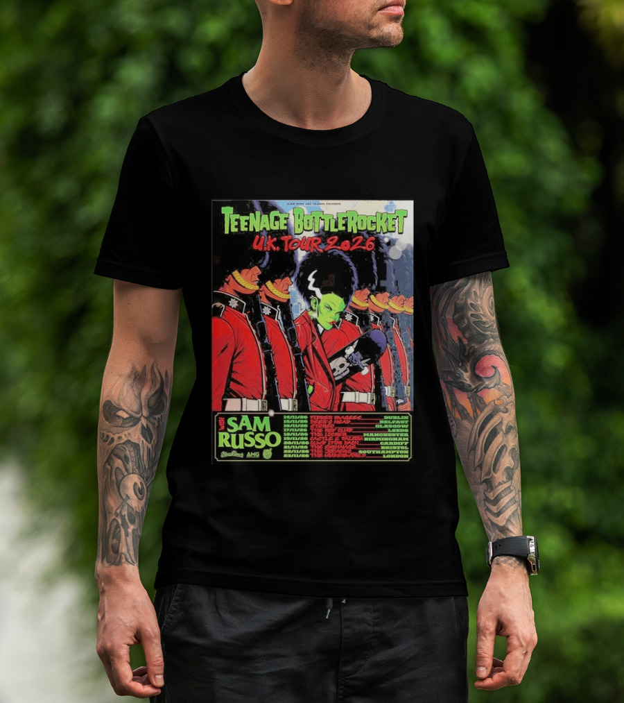 Teenage Bottlerocket UK Tour 2026 Sam Russo Dates Dublin Glasgow Brixton London T-Shirt