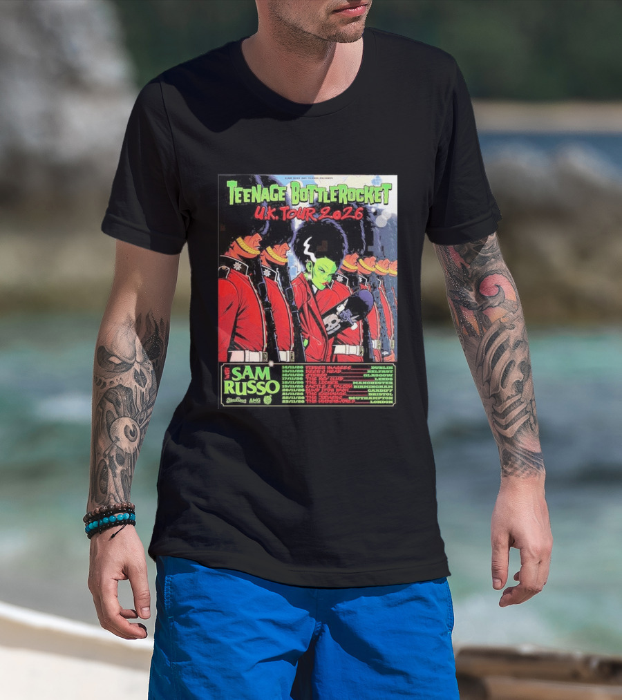 Teenage Bottlerocket UK Tour 2026 Sam Russo Dates Dublin Glasgow Brixton London T-Shirt