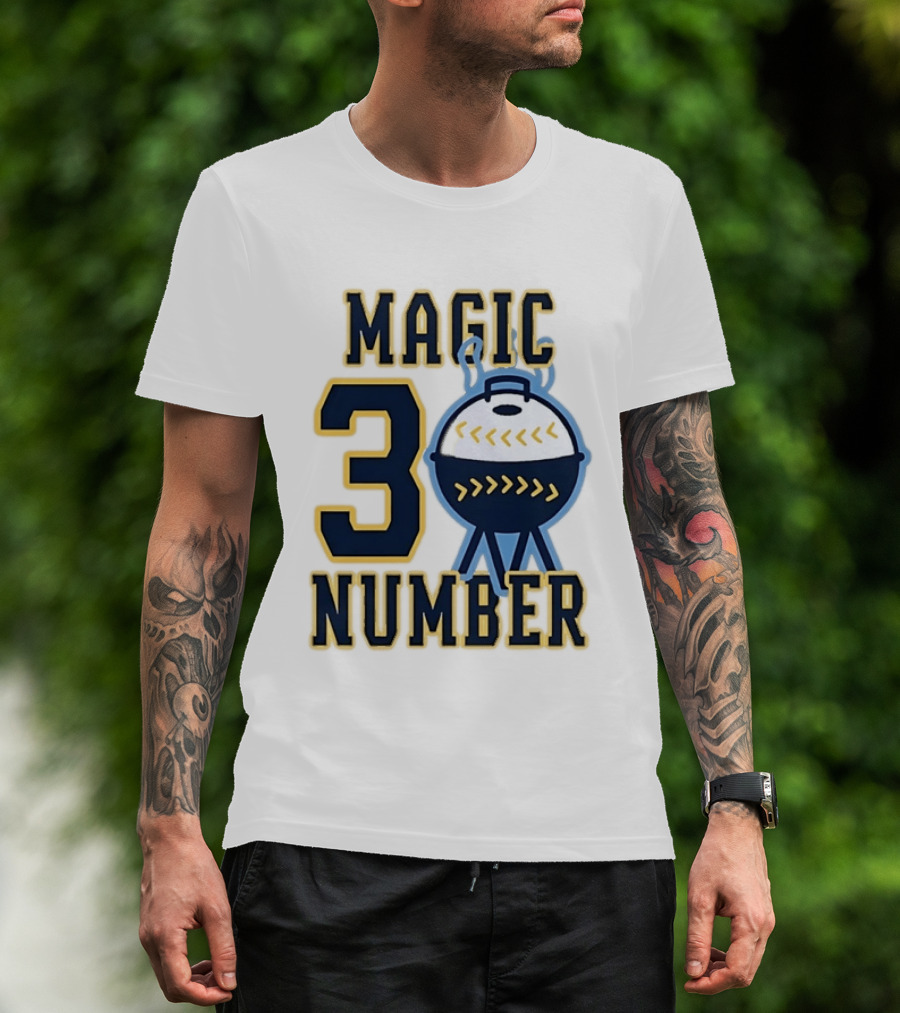 Milwaukee Brewers Magic Number 3 Baseball Grill Sports T-Shirt