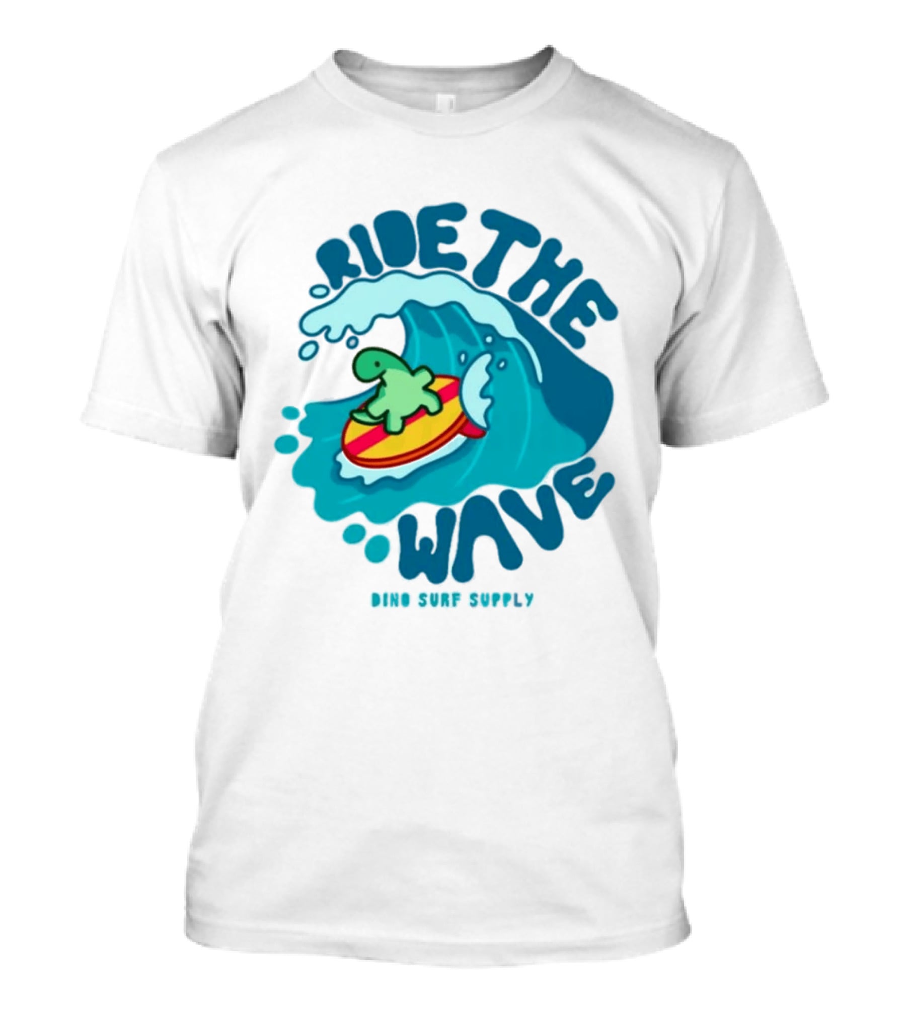 Ride The Wave Turtle Surfing Dino Surf Supply T-Shirt