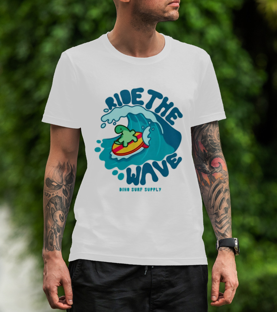 Ride The Wave Turtle Surfing Dino Surf Supply T-Shirt