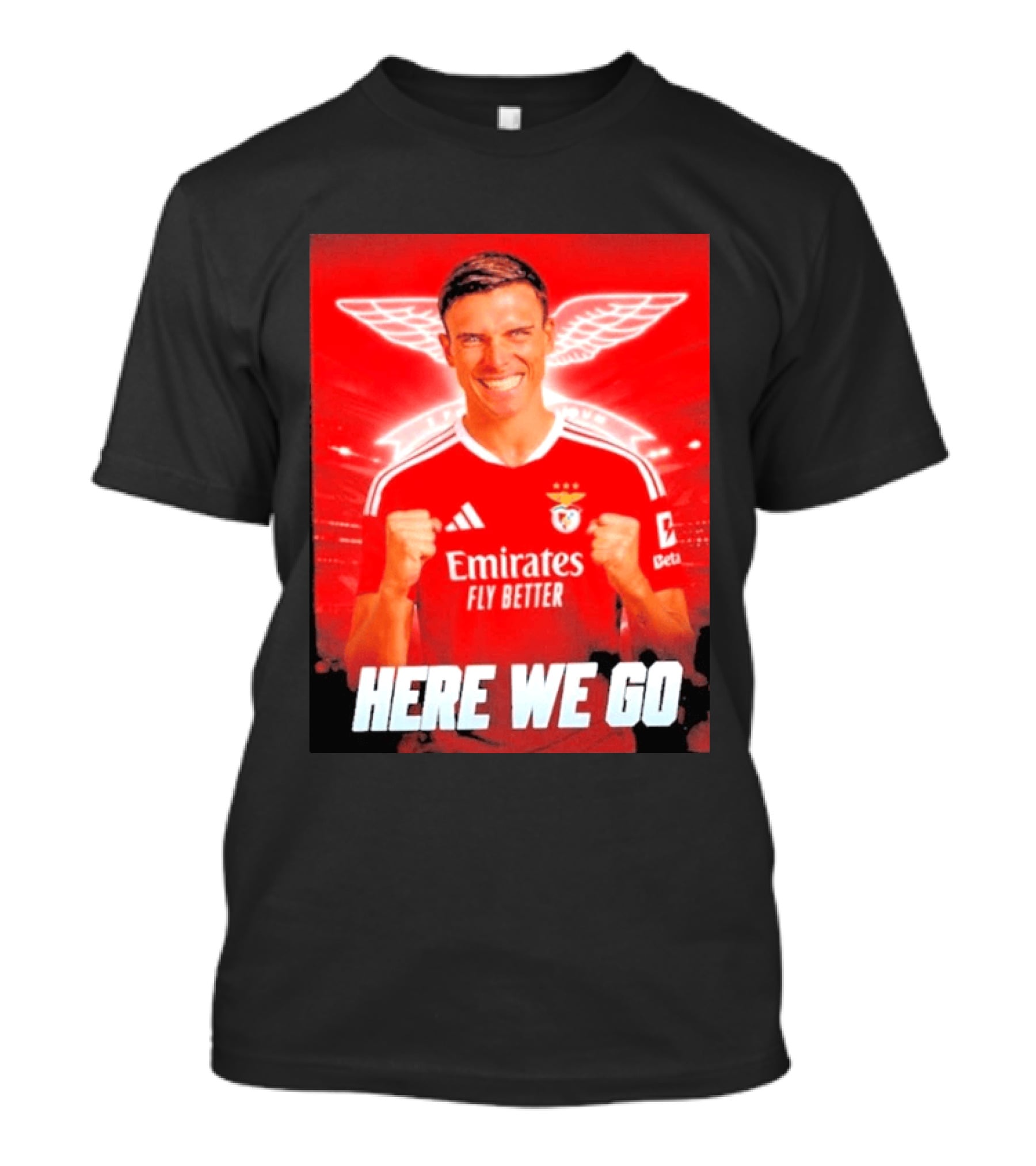 João Palhinha Benfica Transfer Here We Go Emirates Fly Better T-Shirt