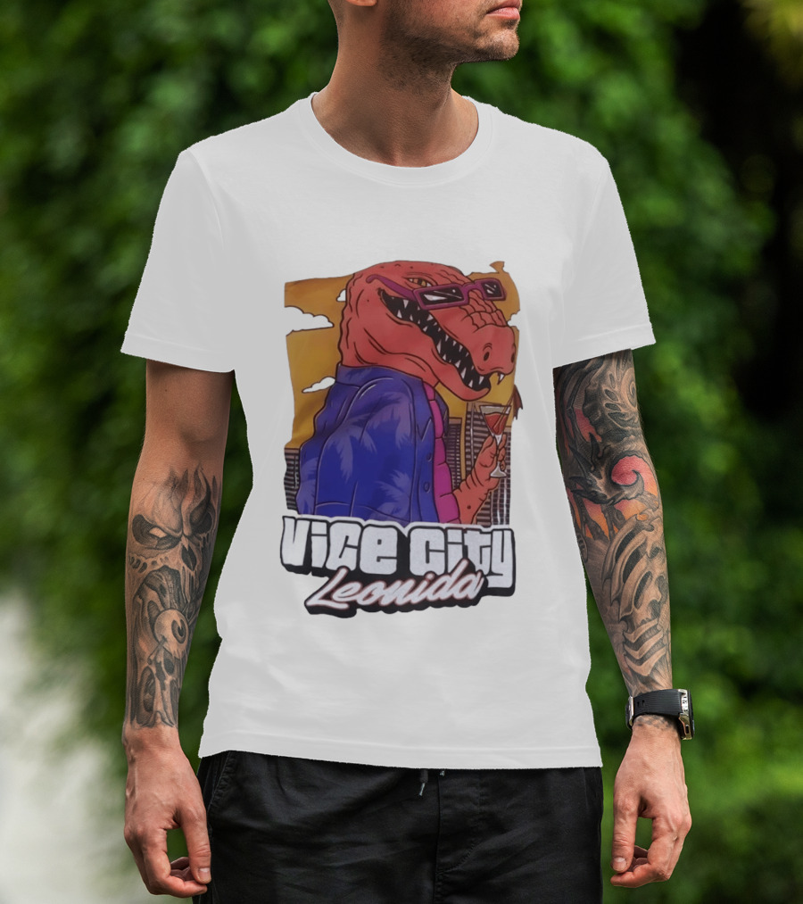 Vice City Leonida Rex Dinosaur Gaming Retro Vibes T-Shirt