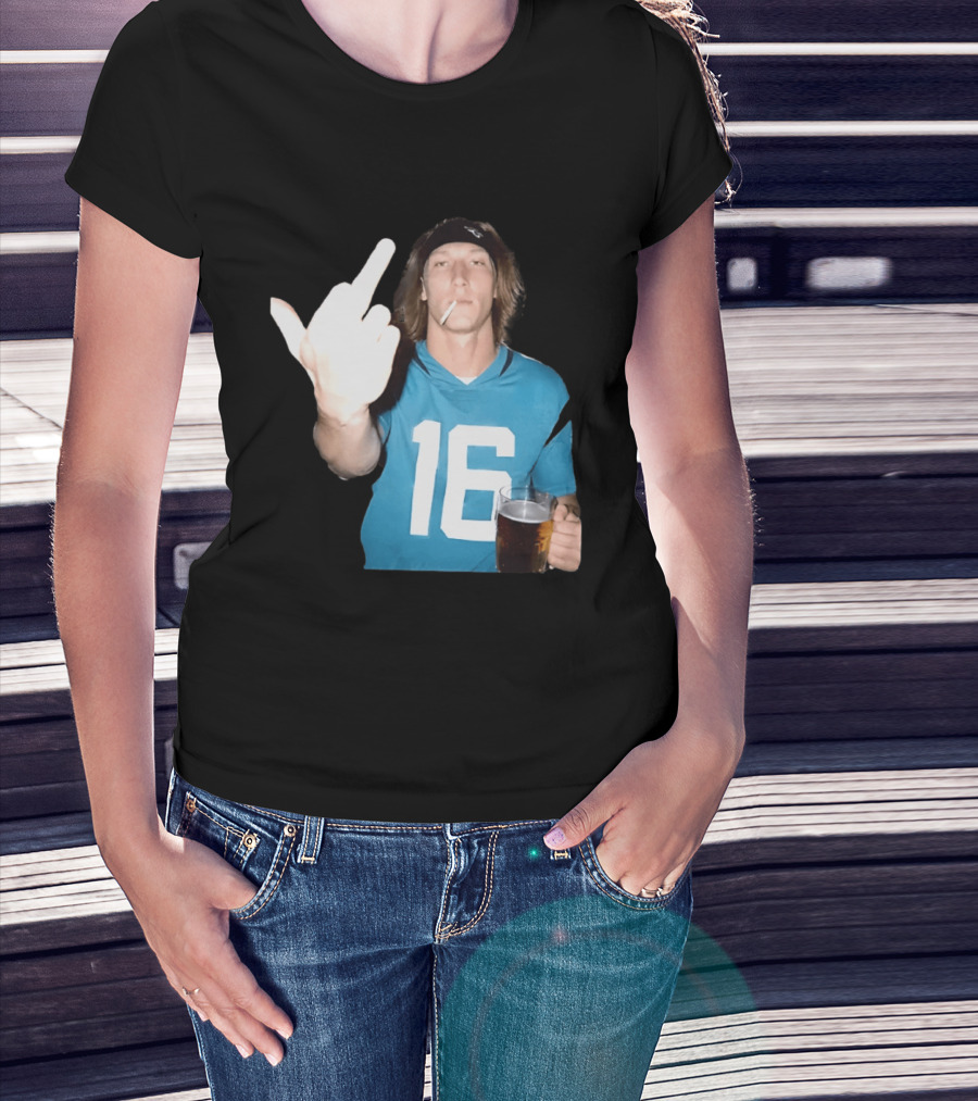 Trevor Lawrence Jersey 16 Middle Finger Beer Cigarette Jacksonville Jaguars T-Shirt