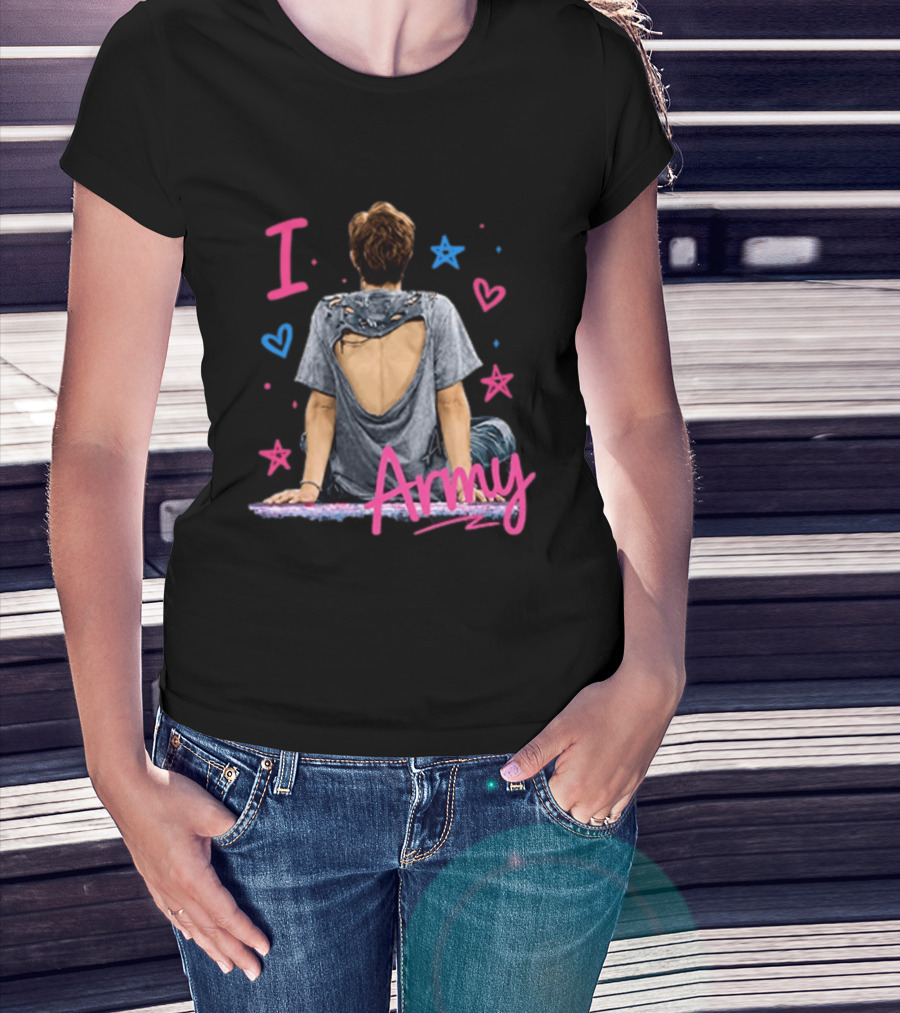 I Love Army Joonie BTS Stars Hearts T-Shirt