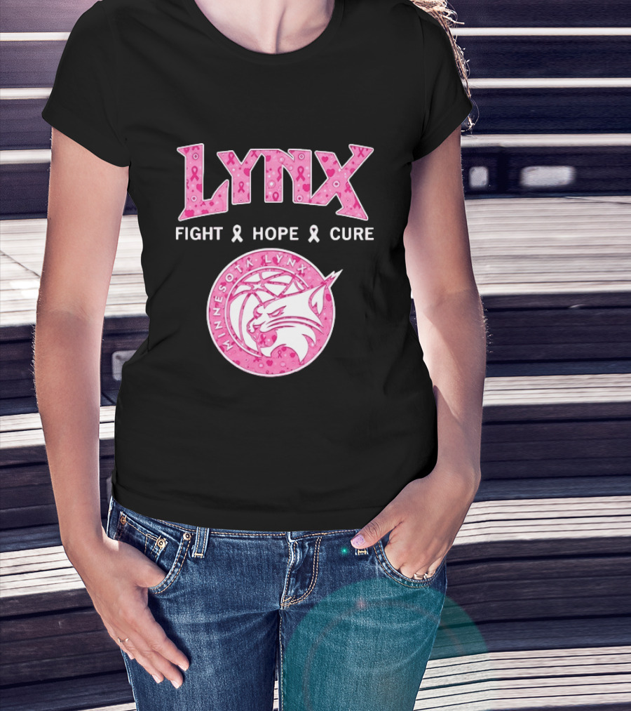 Minnesota Lynx Fight Hope Cure Breast Cancer Awareness Pink Ribbon T-Shirt