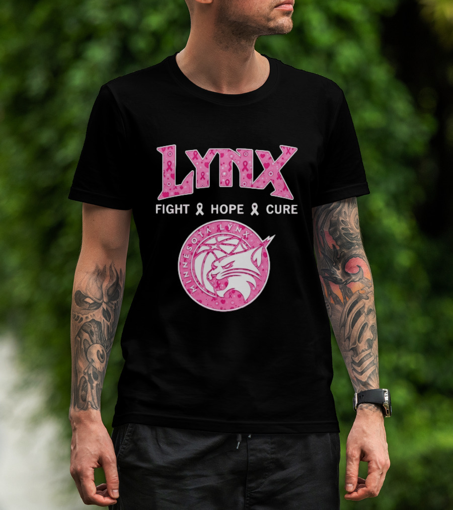 Minnesota Lynx Fight Hope Cure Breast Cancer Awareness Pink Ribbon T-Shirt