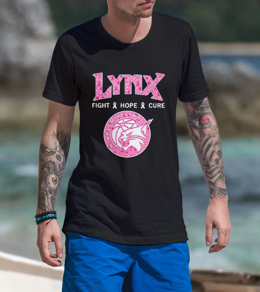 Minnesota Lynx Fight Hope Cure Breast Cancer Awareness Pink Ribbon T-Shirt