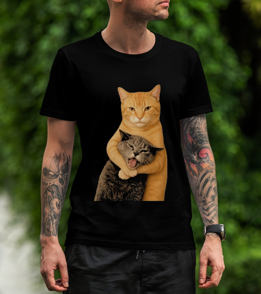 Cat Fight Meme Hugging Cats Funny Pet Lovers T-Shirt