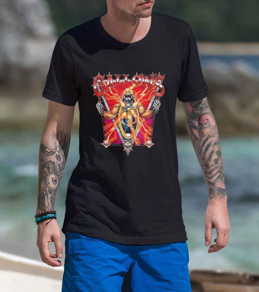Gallows Wrestling Skull Warrior Electric Power T-Shirt