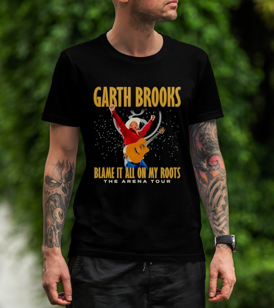 Garth Brooks Blame It All On My Roots The Arena Tour Cowboy Guitarist Celebration T-Shirt