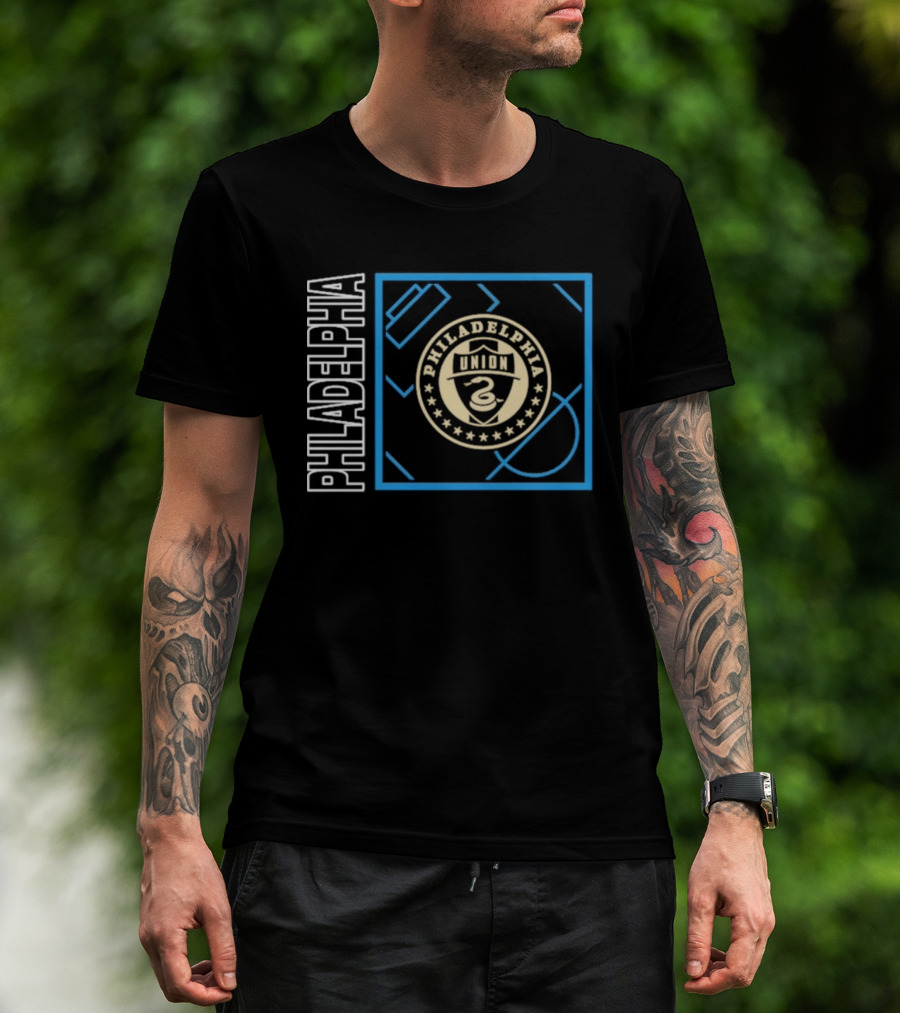 Philadelphia Union Black Big Tall Home Field Pop Personalized Soccer Gear T-Shirt