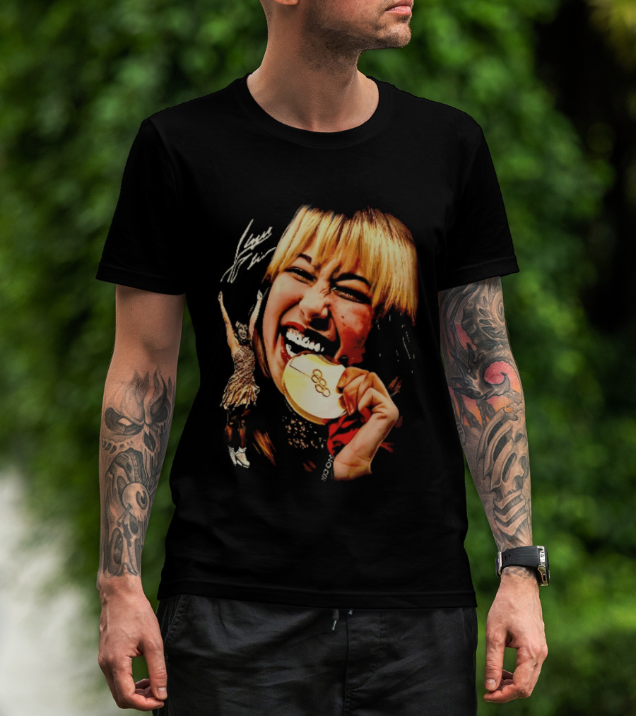 Tara Lipinski Olympic Gold Medal Celebration Iconic Figure Skater Image T-Shirt