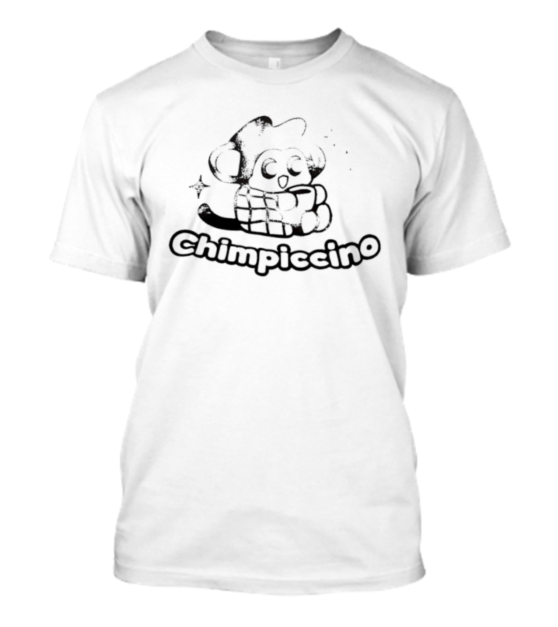 Chimpiccino Cartoon Chimpanzee Plaid Blanket Coffee Cup Cozy Distressed T-Shirt