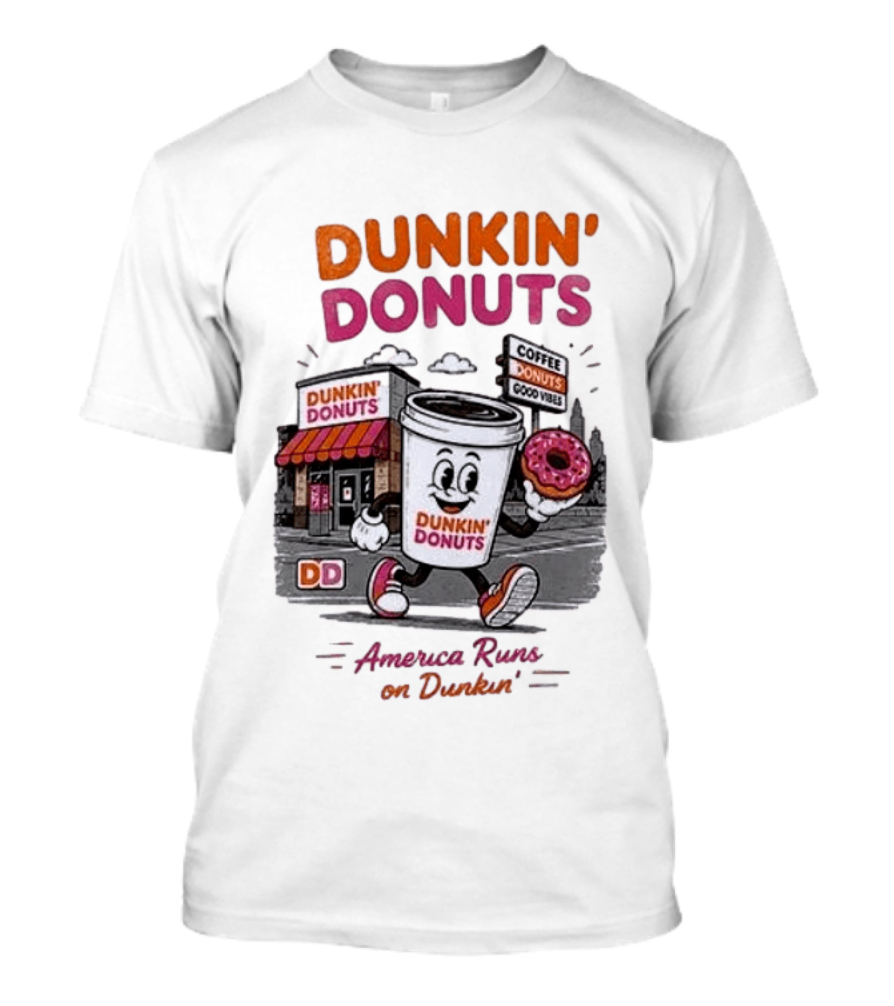 Dunkin' Donuts Coffee Good Vibes America Runs On Dunkin T-Shirt