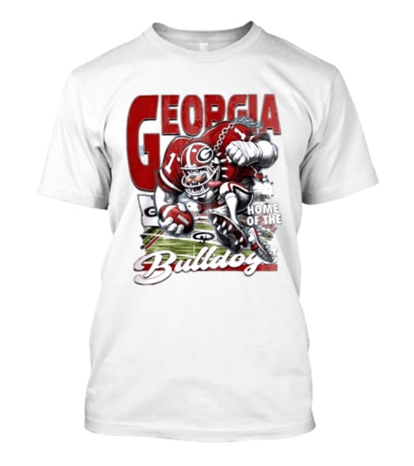 Georgia Bulldogs Football Cartoon Running Home Of The Bulldogs T-Shirt