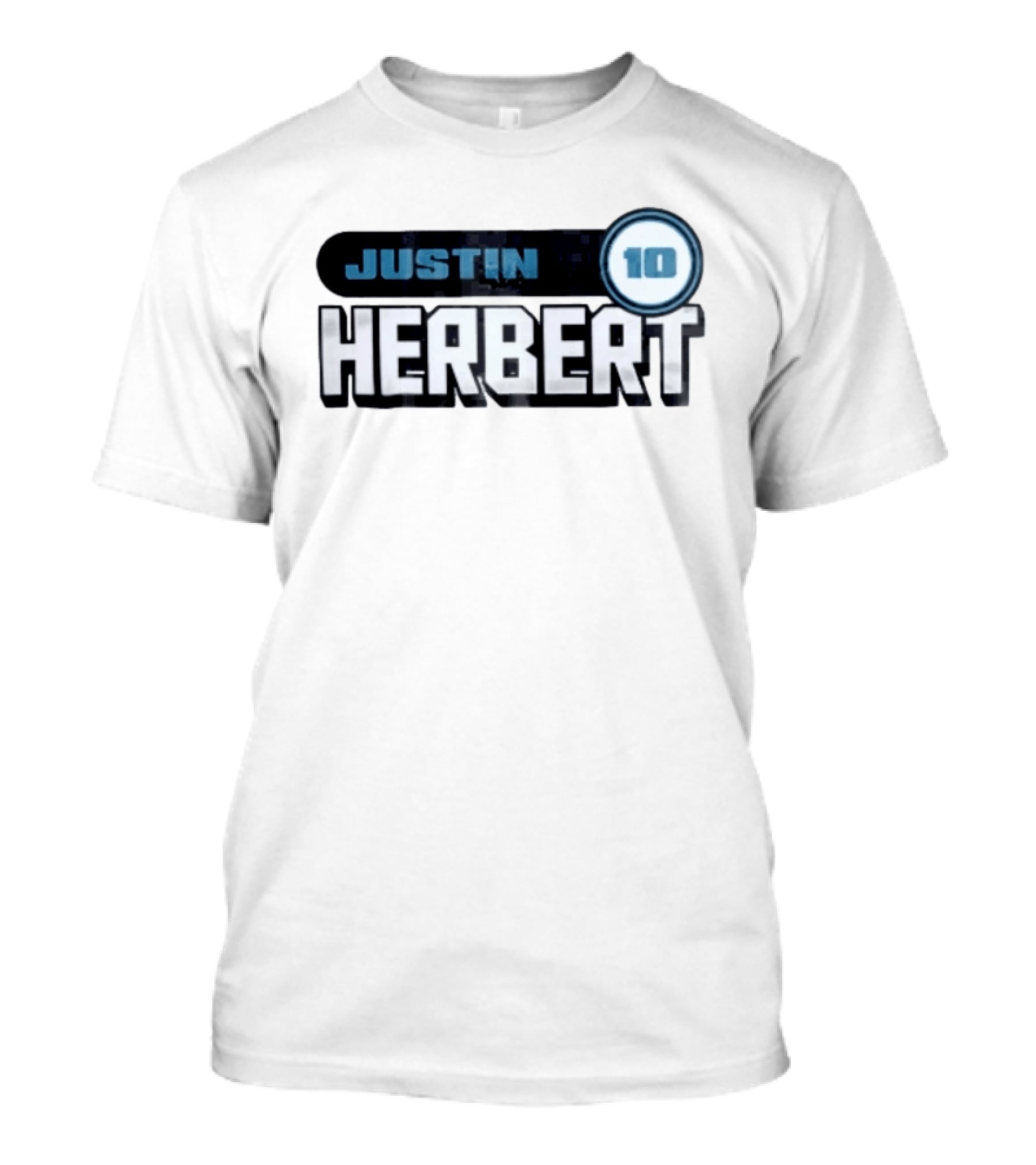 Justin Herbert 10 Blue Rounded Number Block T-Shirt