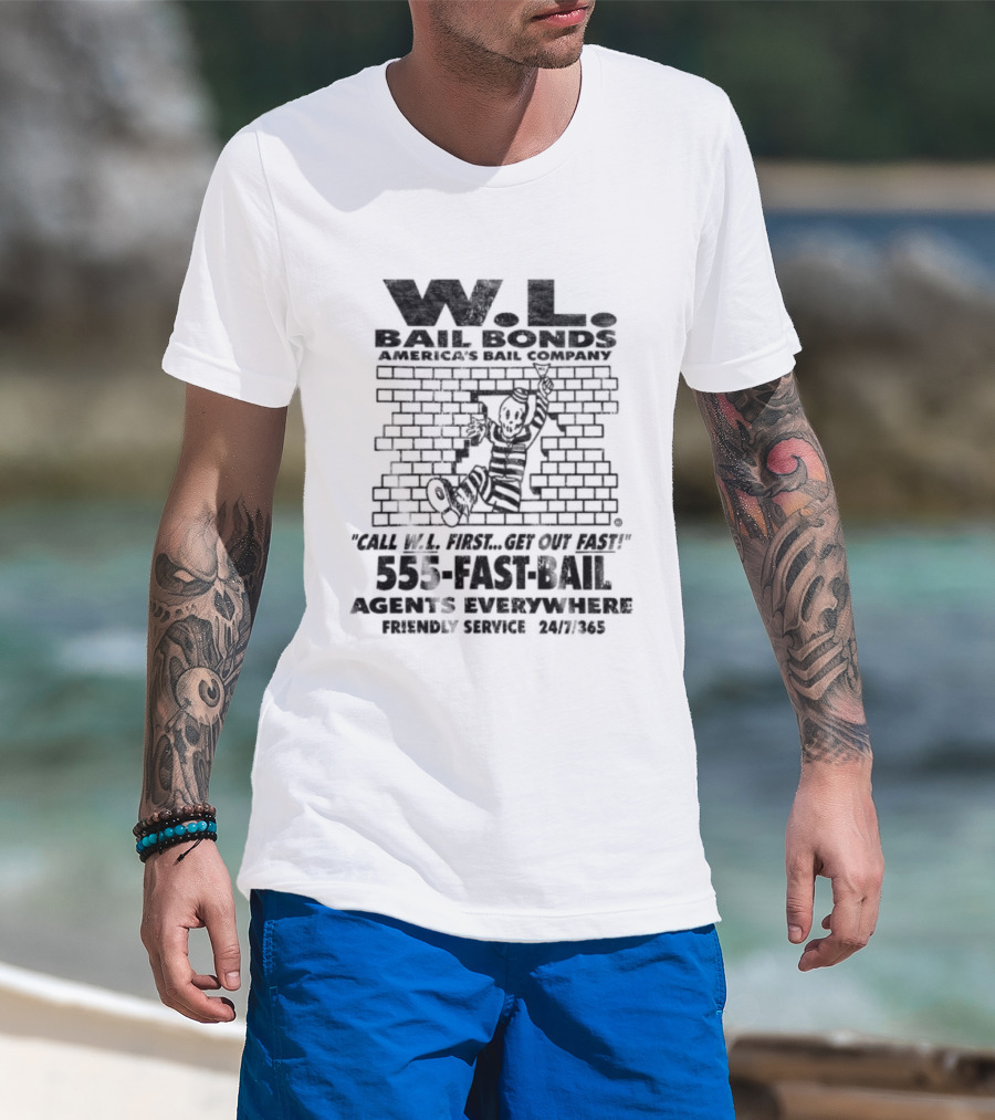 Warren Lotas W.L. Bail Bonds Off White Will Fix Your Bail Fast 535 FAST BAIL And Collect Records T-Shirt