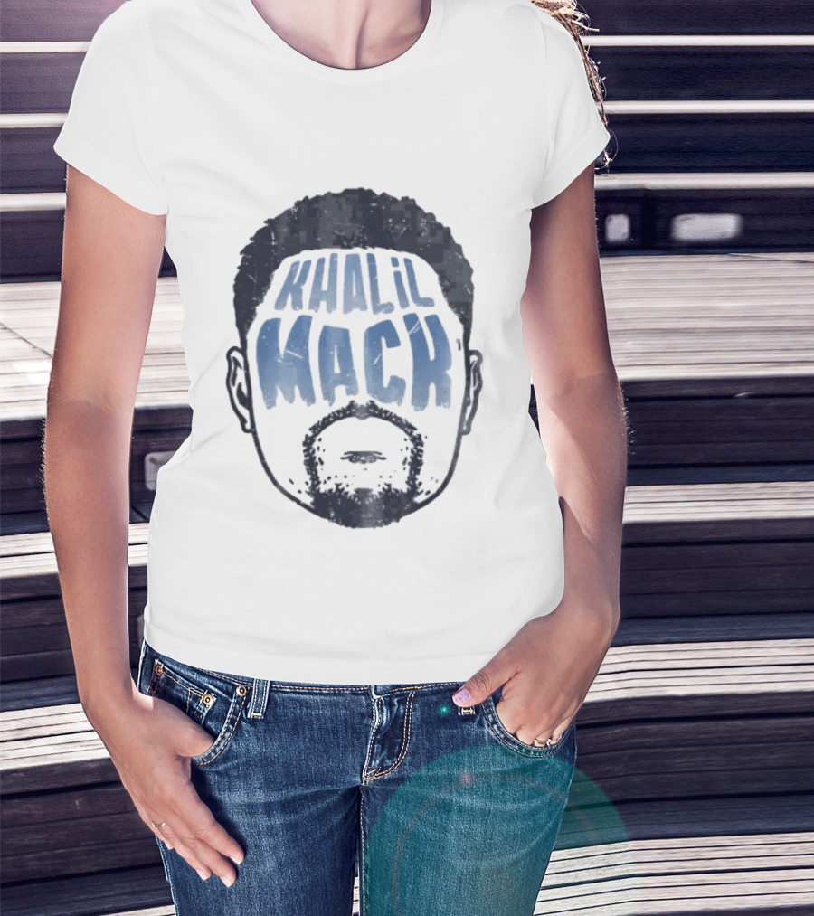 Khalil Mack Bearded Face Blue Distressed T-Shirt