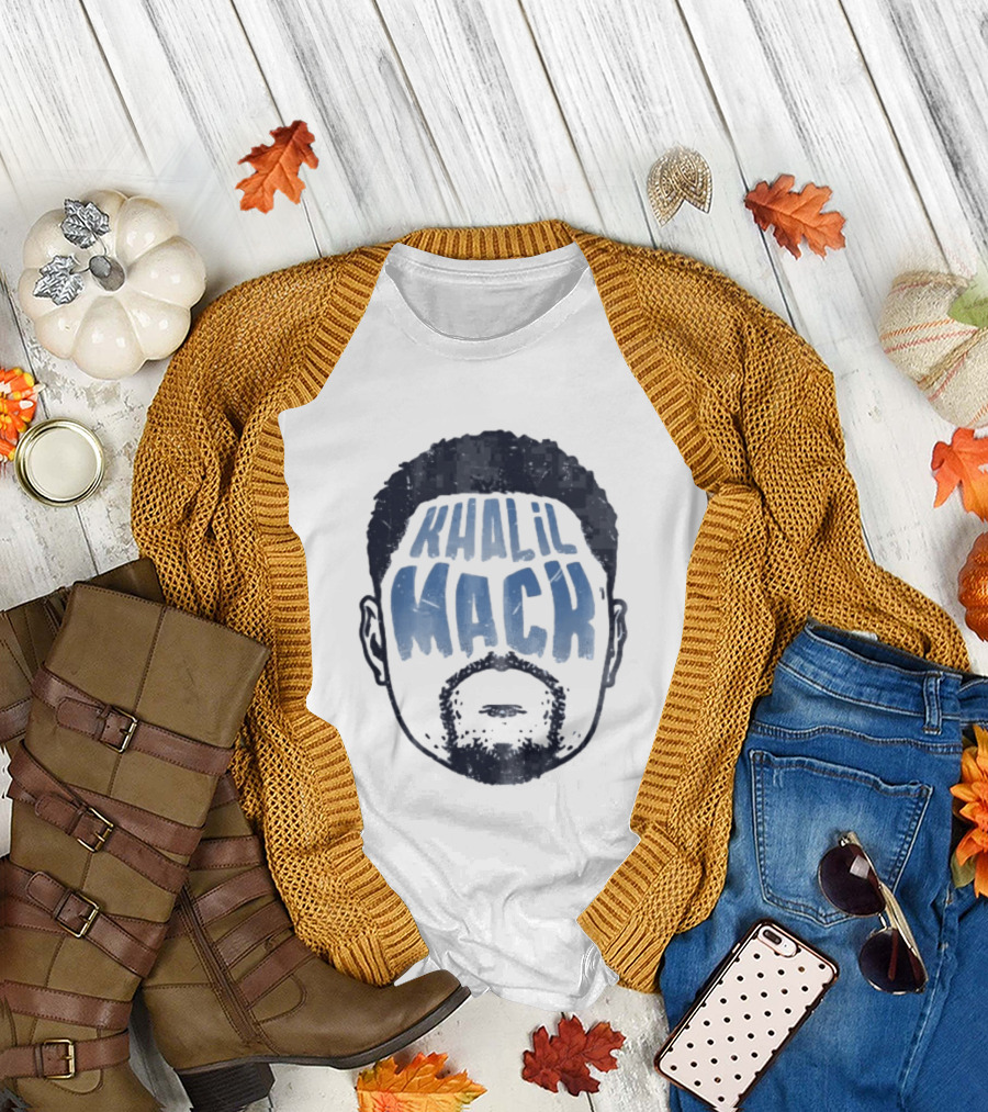 Khalil Mack Bearded Face Blue Distressed T-Shirt