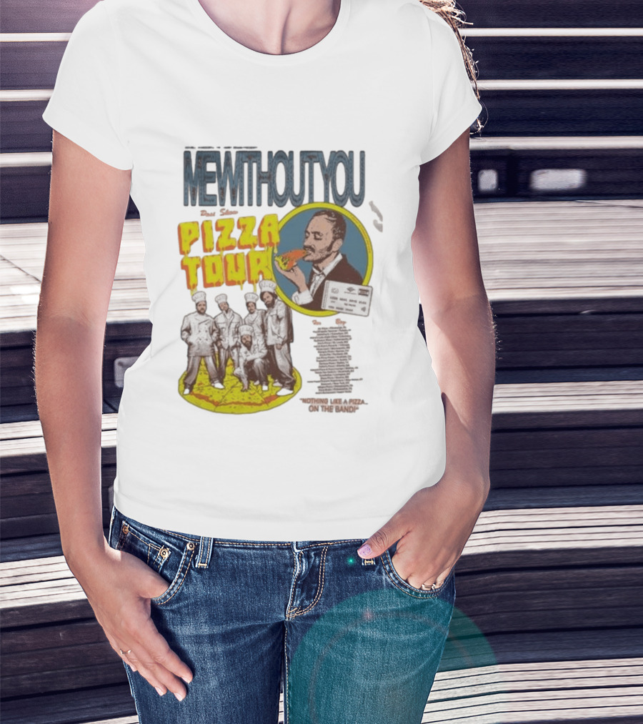 MeWithoutYou Pizza Tour Band Eating Slice T-Shirt
