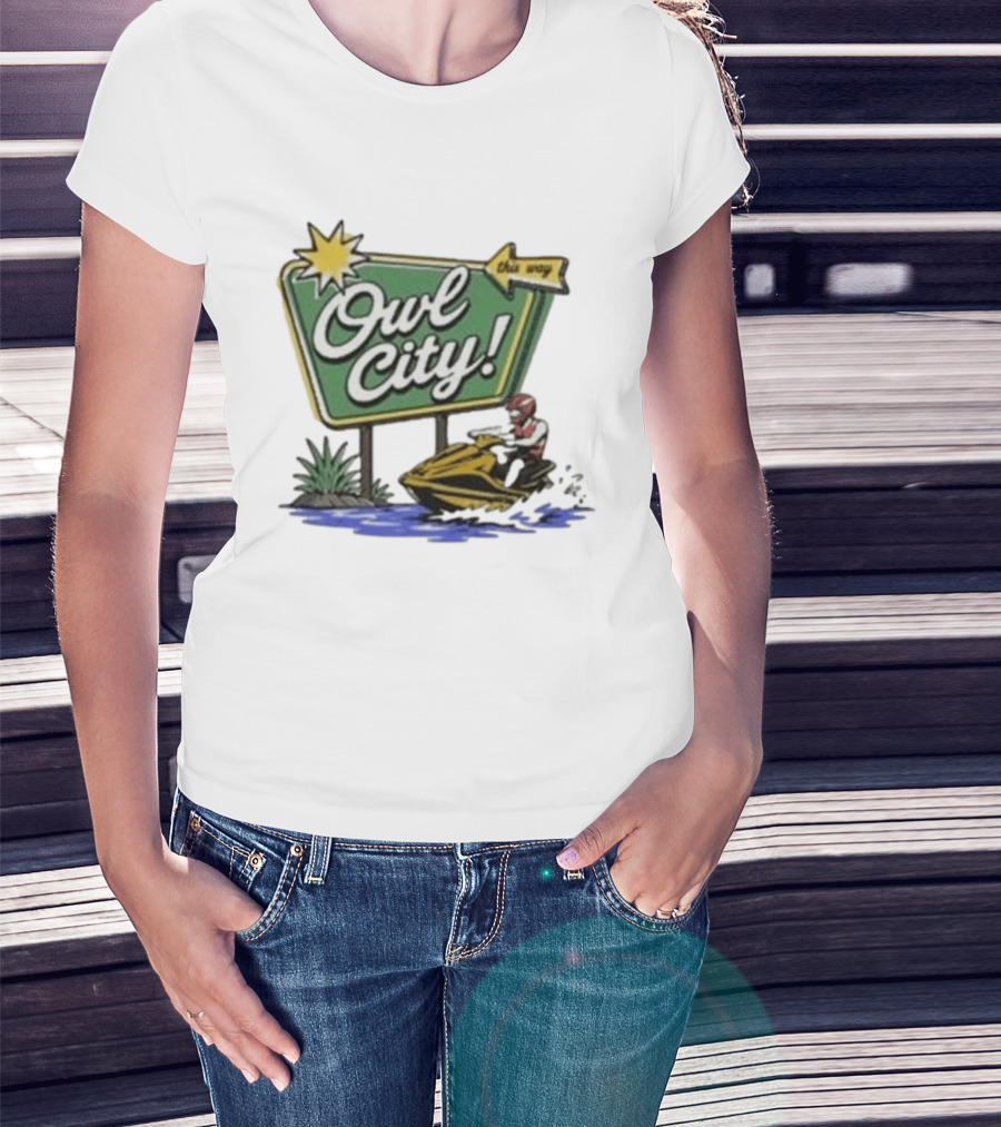 Owl City Music Welcome To Owl City Jet Ski Adventure Sign T-Shirt