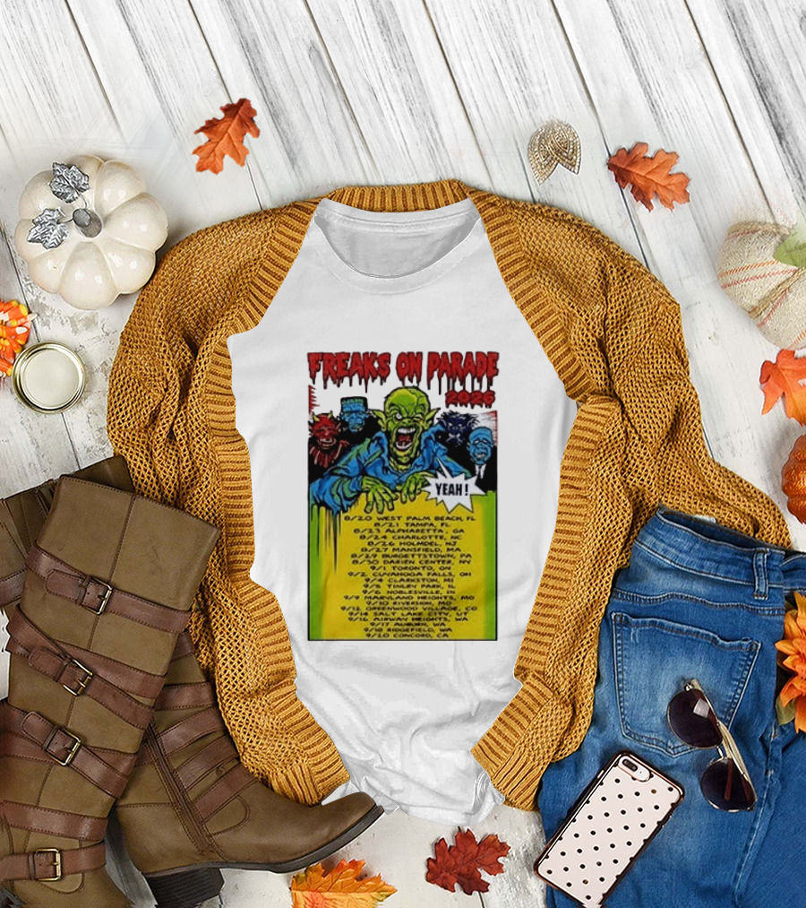 Freaks On Parade Tour 2023 Rob Zombie Dates West Palm Beach Tampa Atlanta Concord T-Shirt