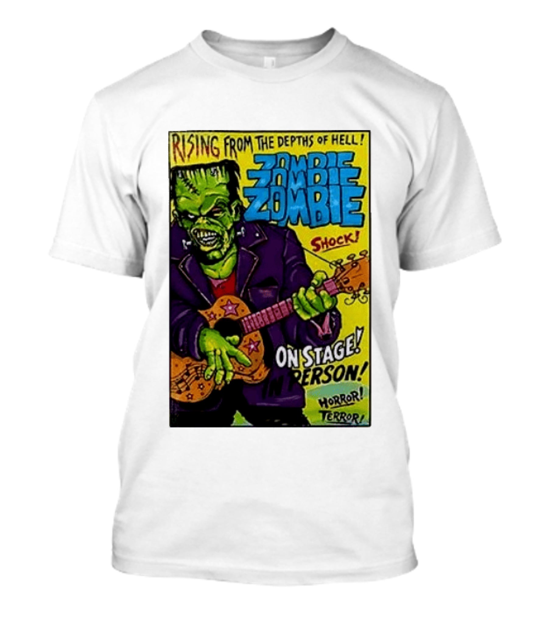 Rising From The Depths Of Hell Zombie On Stage In Person Horror Terror Shock T-Shirt