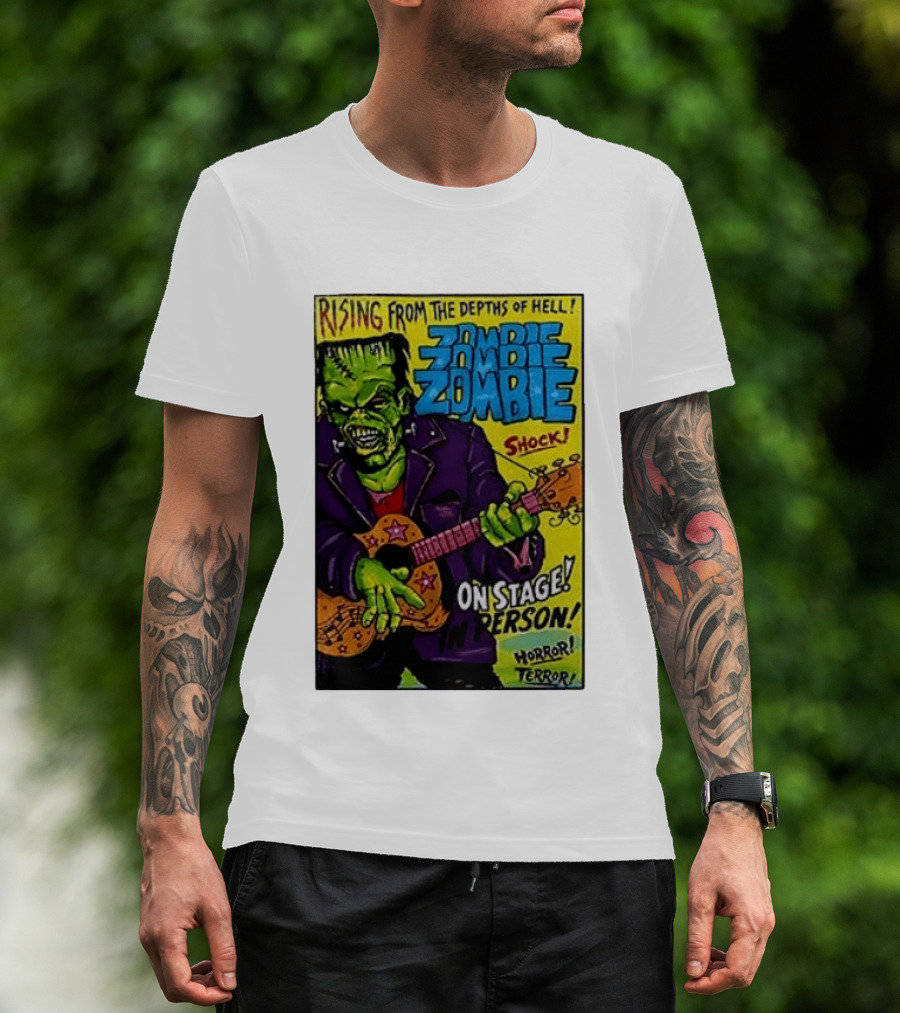 Rising From The Depths Of Hell Zombie On Stage In Person Horror Terror Shock T-Shirt