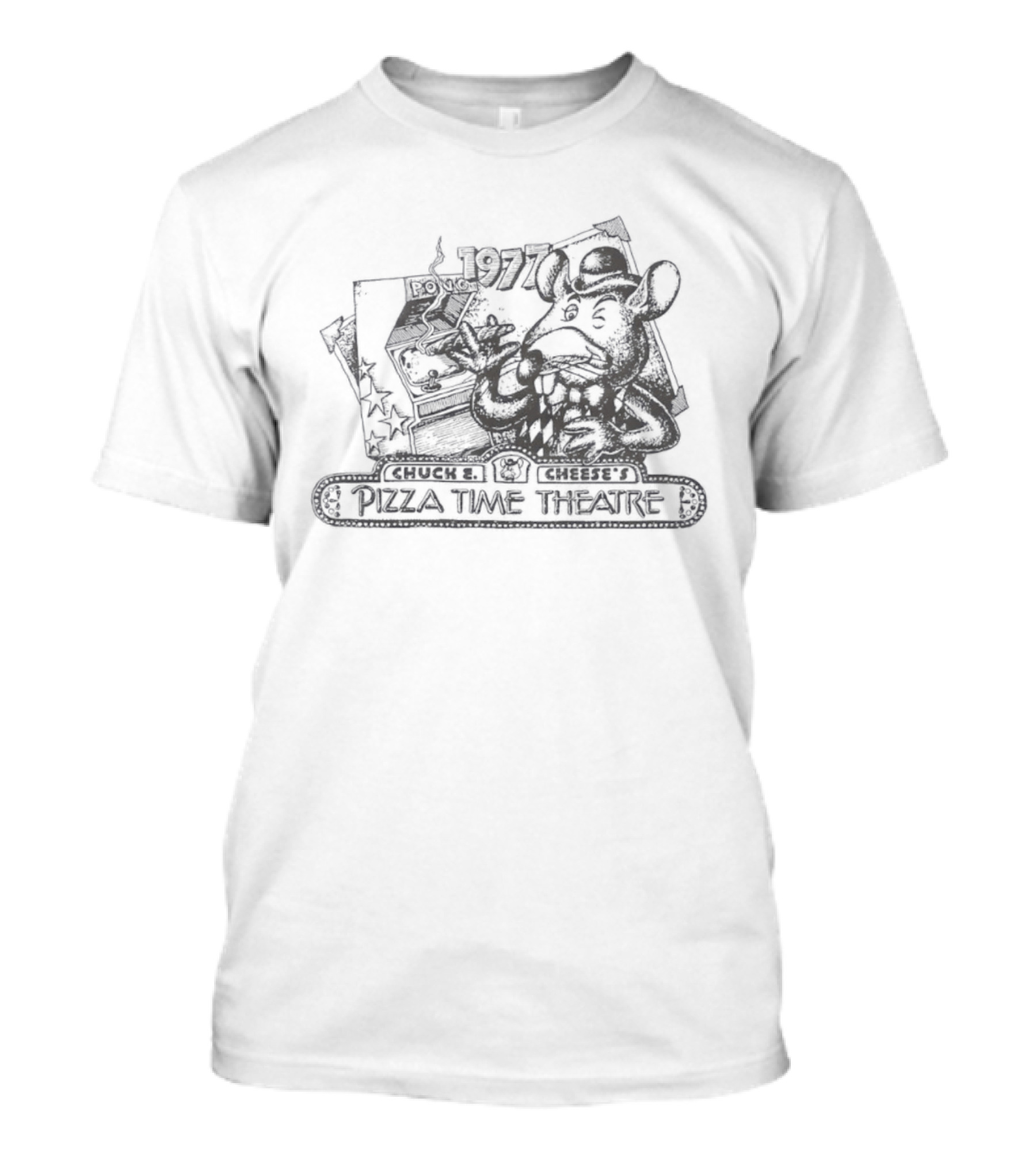Chuck E Cheese's Pizza Time Theatre Vintage 1977 Pong Game Promo T-Shirt