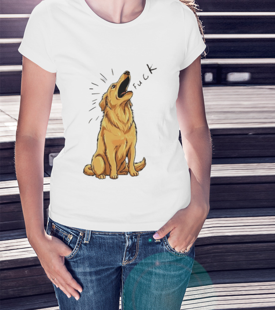 Howling Dog Saying Fuck Yellow Labrador Retriever Expression T-Shirt