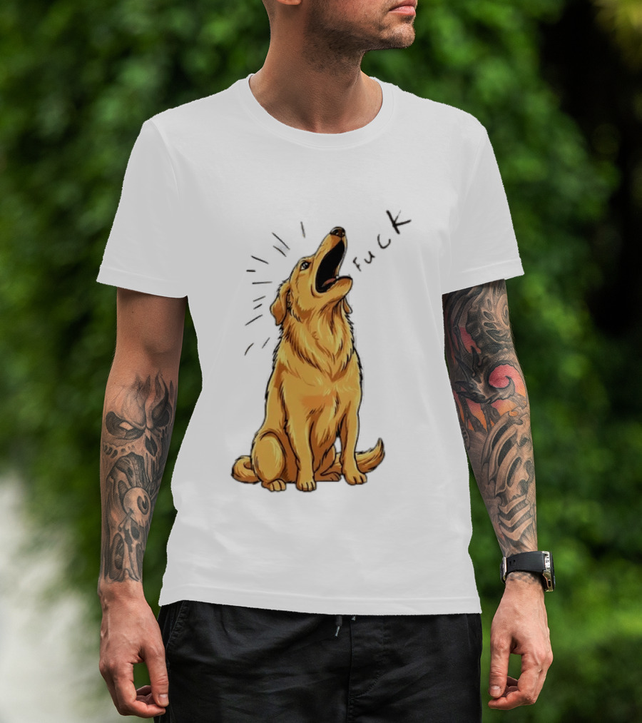 Howling Dog Saying Fuck Yellow Labrador Retriever Expression T-Shirt