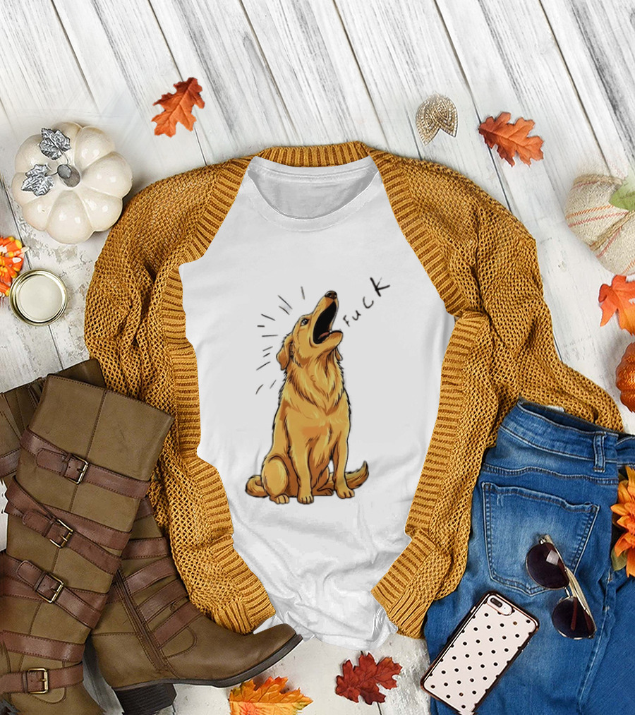 Howling Dog Saying Fuck Yellow Labrador Retriever Expression T-Shirt