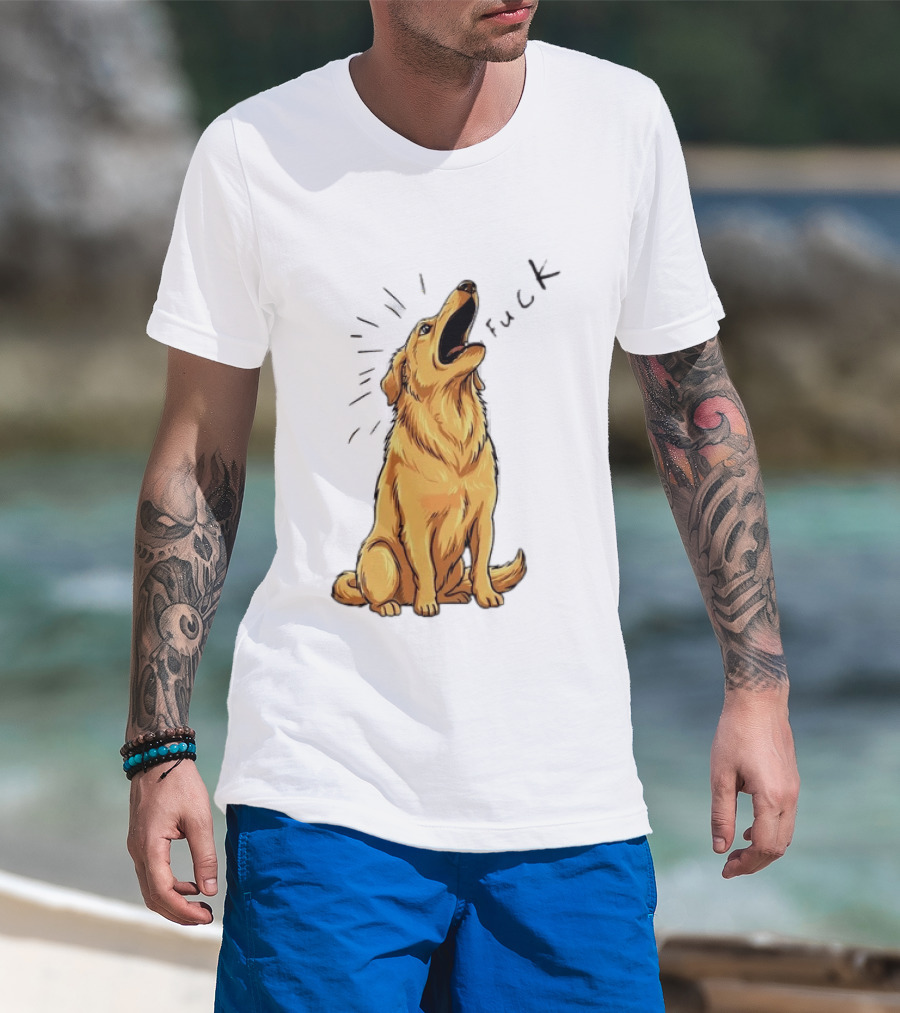 Howling Dog Saying Fuck Yellow Labrador Retriever Expression T-Shirt