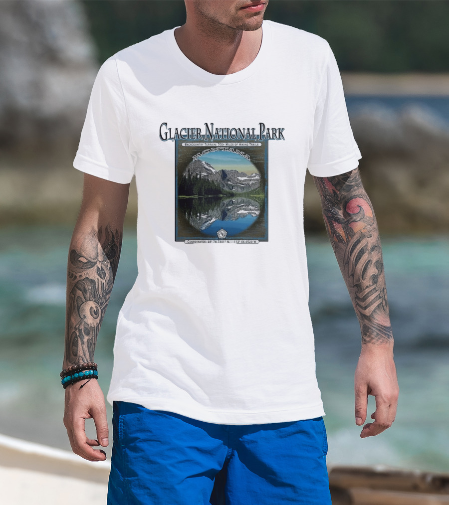 Glacier National Park Montana Backcountry Terrain 700 Miles Hiking Trails T-Shirt