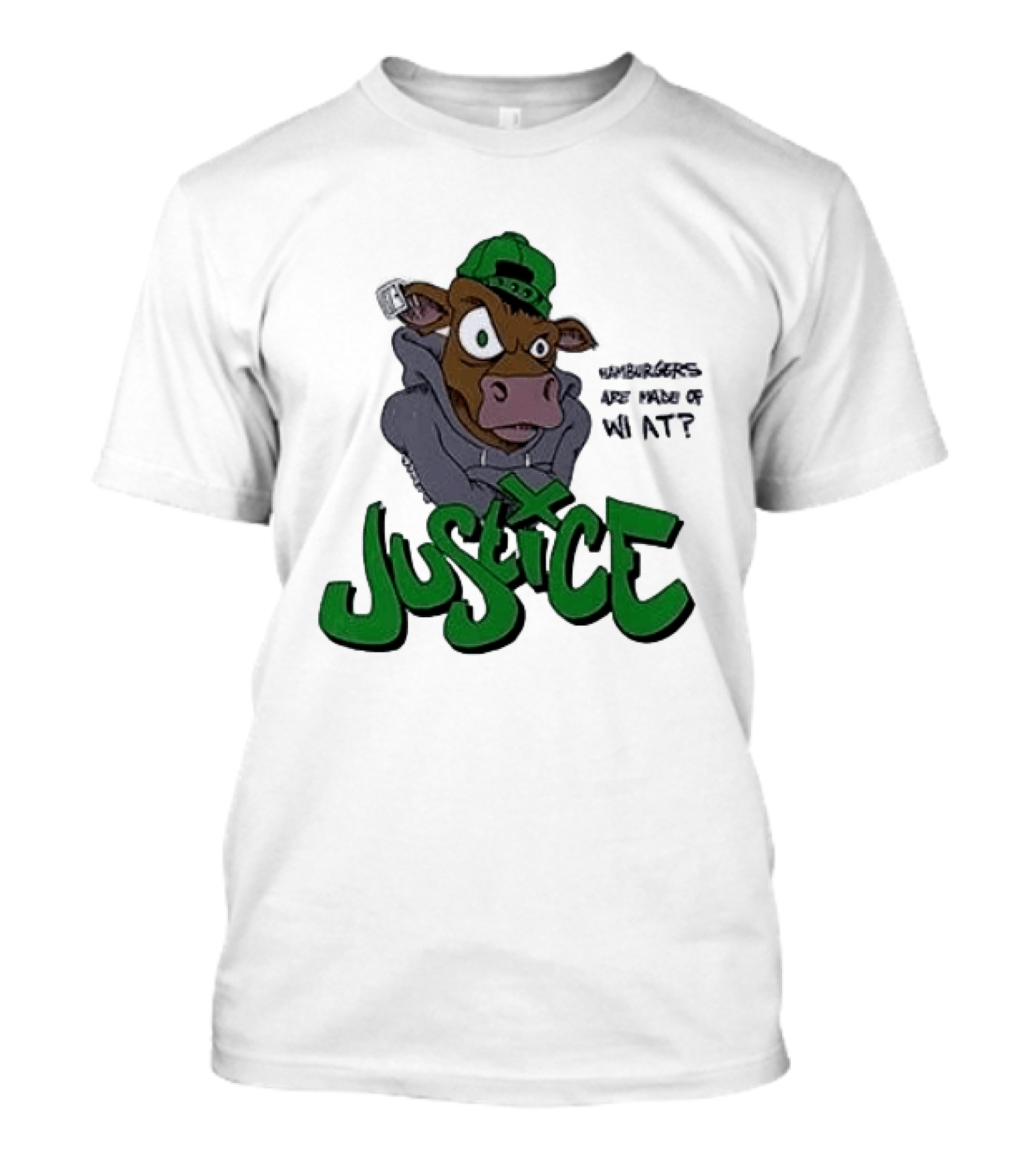 Justice Hamburgers Are Made Of What Go Vegetarian Cow T-Shirt
