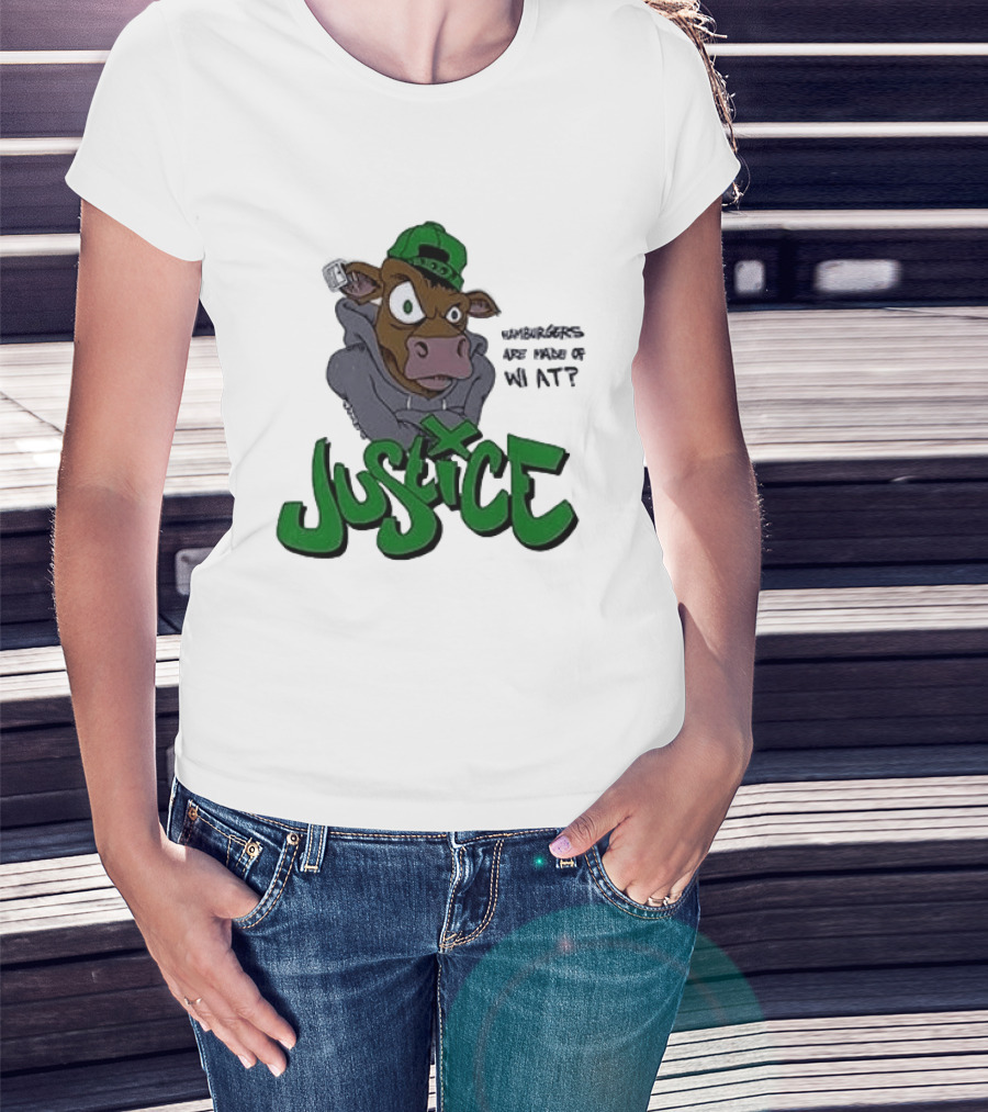Justice Hamburgers Are Made Of What Go Vegetarian Cow T-Shirt
