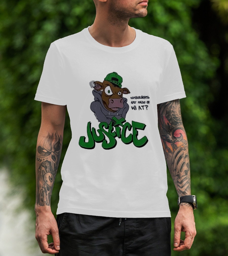 Justice Hamburgers Are Made Of What Go Vegetarian Cow T-Shirt