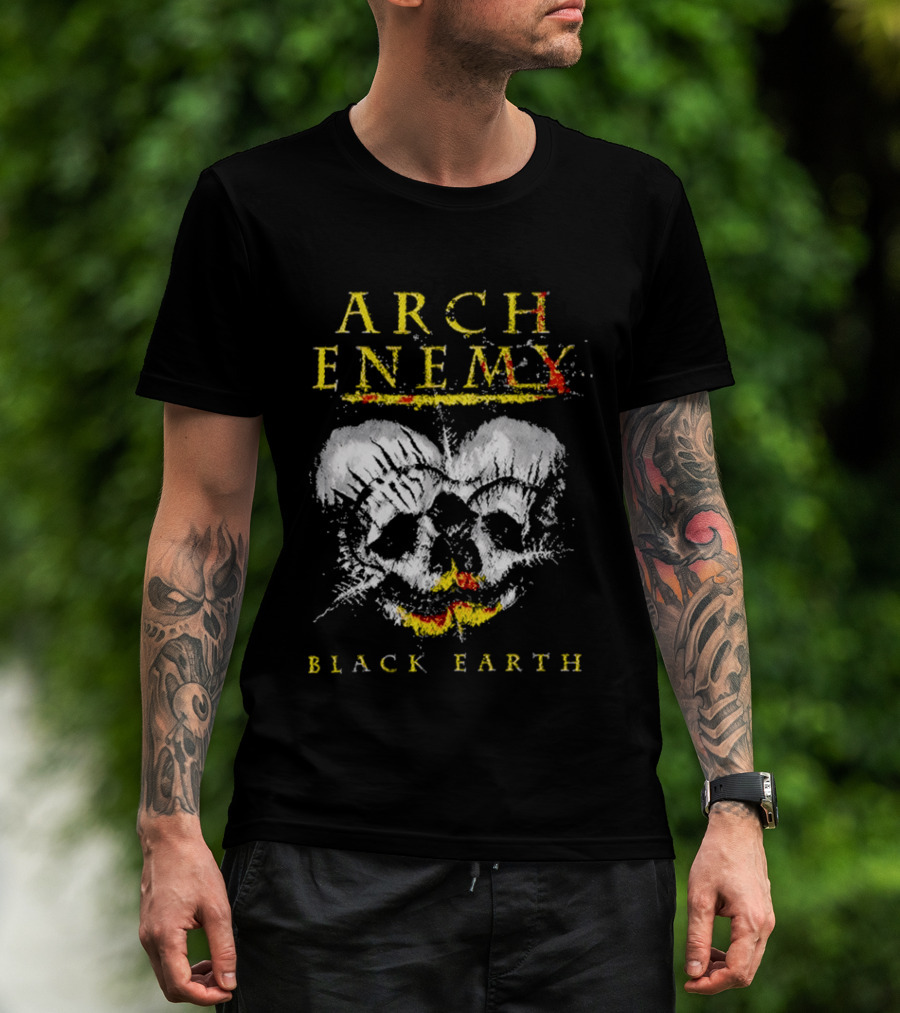 Arch Enemy Black Earth Skull Fire Gothic Heavy Metal Music T-Shirt