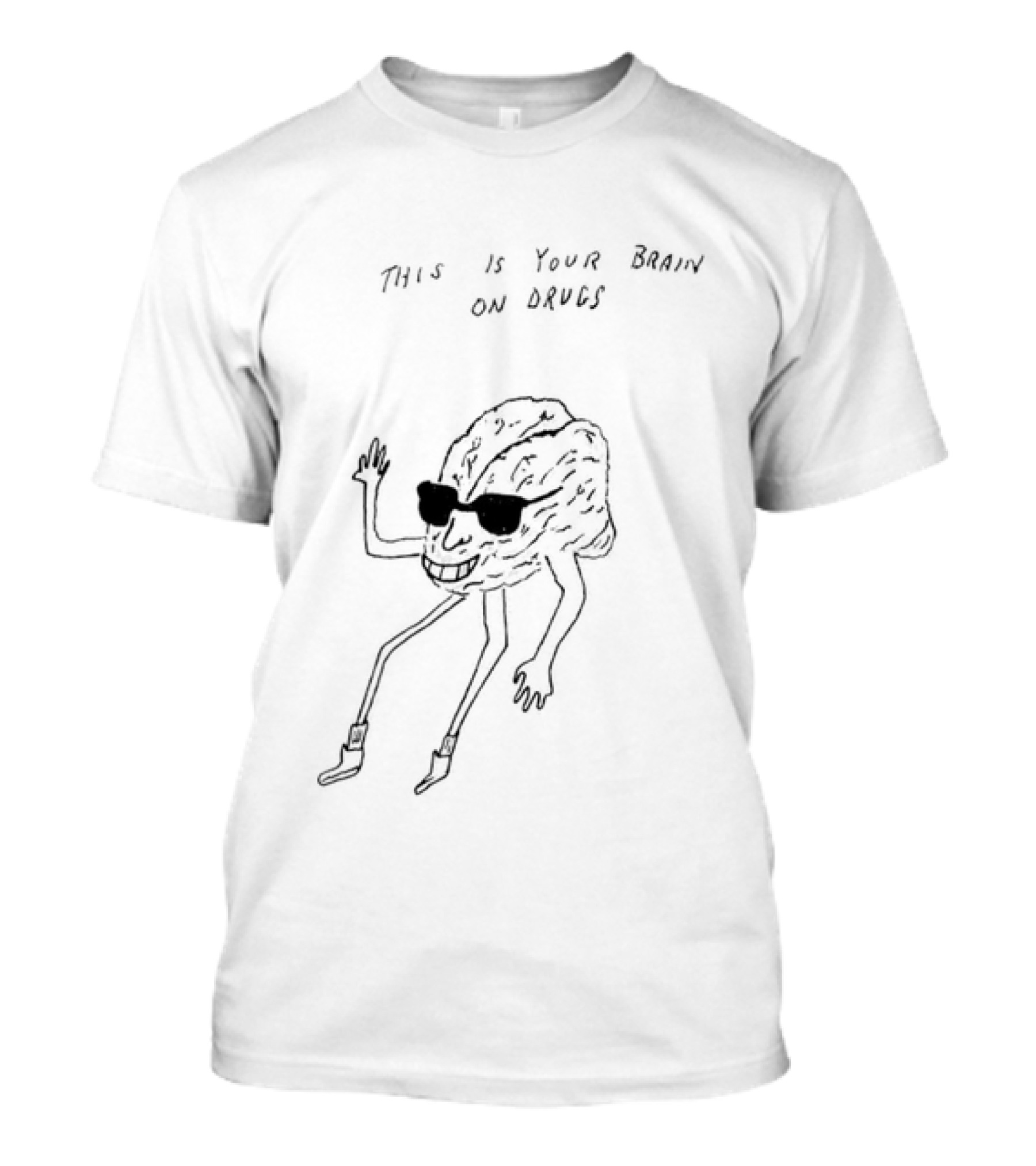 This Is Your Brain On Drugs M Gray Cartoon Brain With Sunglasses T-Shirt