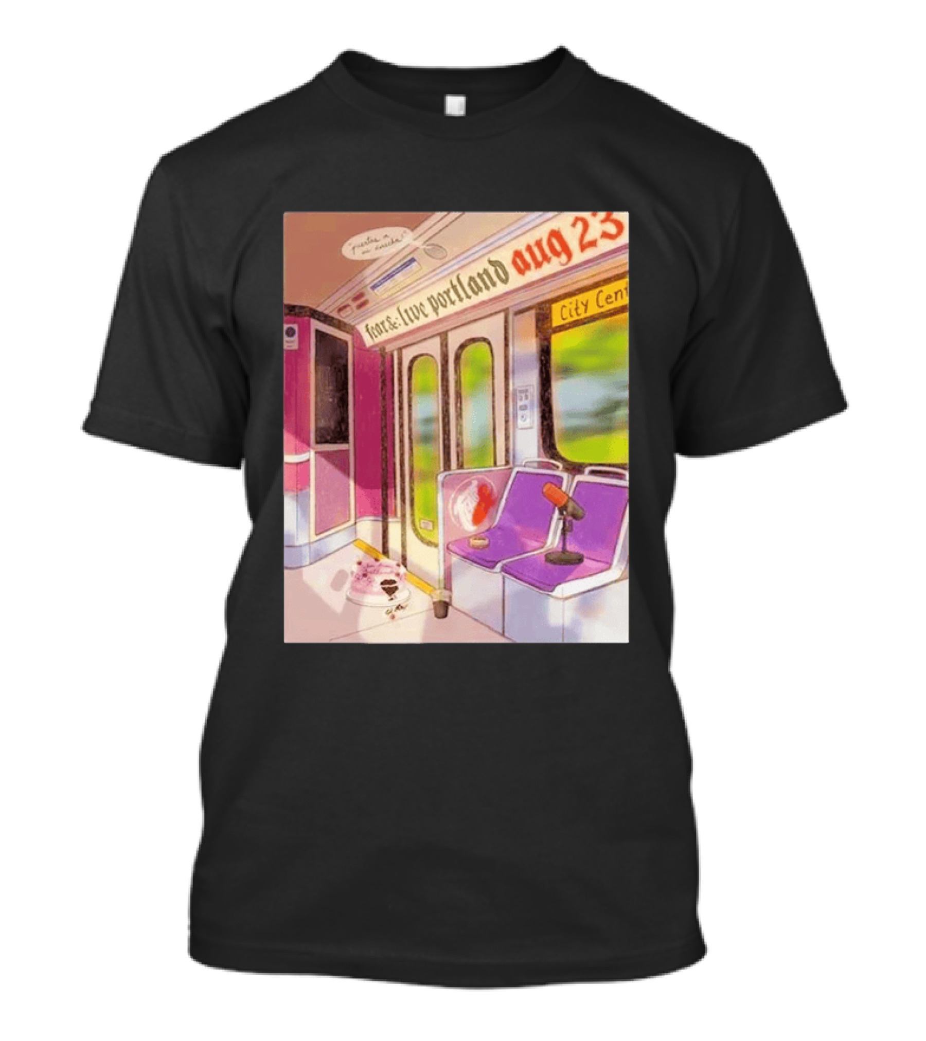 Fear& Live Portland Aug 23 Subway Scene With City Center Graffiti And Microphone T-Shirt