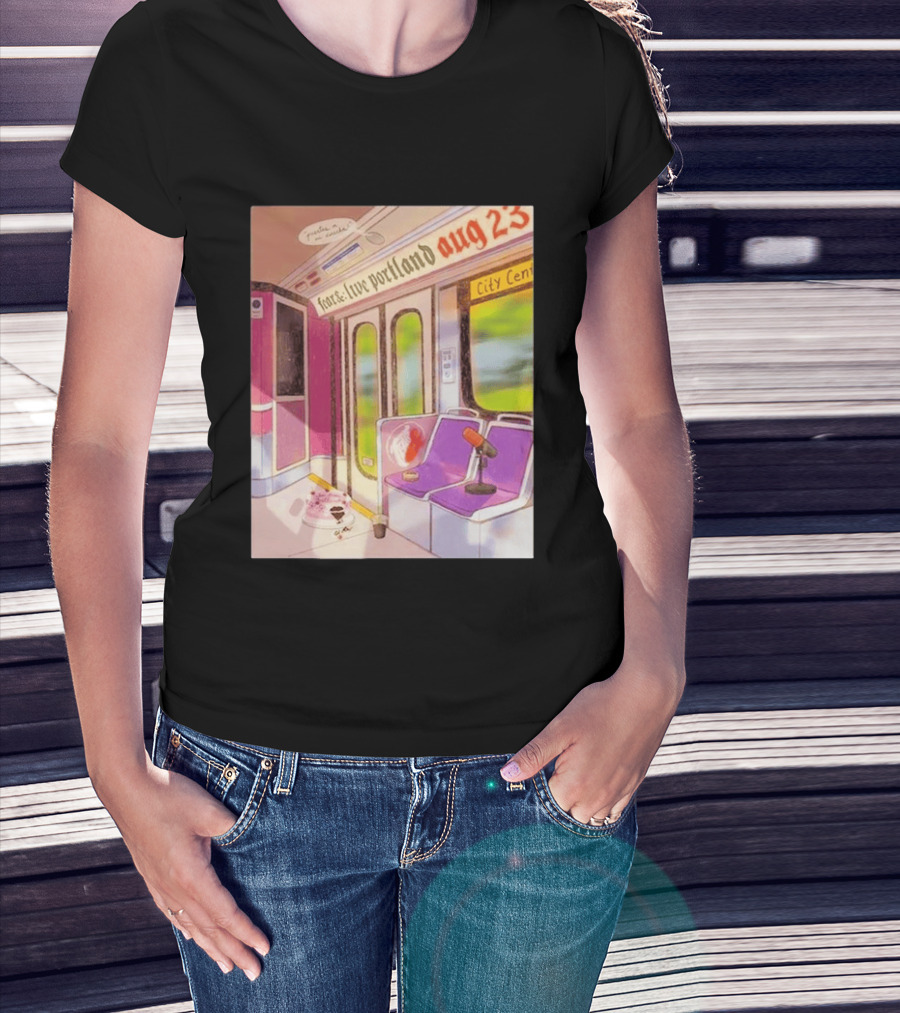 Fear& Live Portland Aug 23 Subway Scene With City Center Graffiti And Microphone T-Shirt