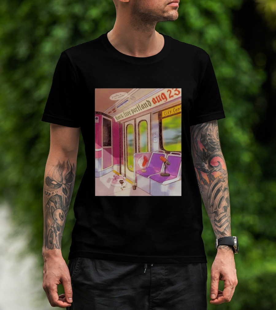 Fear& Live Portland Aug 23 Subway Scene With City Center Graffiti And Microphone T-Shirt