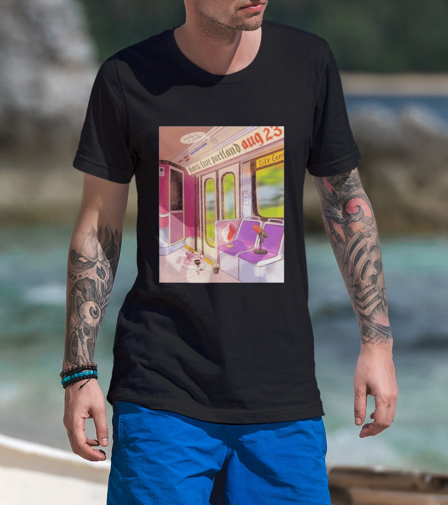Fear& Live Portland Aug 23 Subway Scene With City Center Graffiti And Microphone T-Shirt