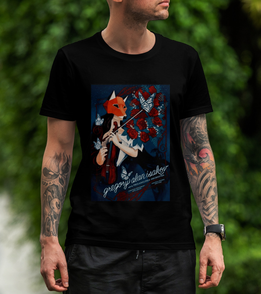 Gregory Alan Isakov Philadelphia Orchestra Saratoga Performing Arts Center August 22 2026 Roses Butterfly Violin T-Shirt